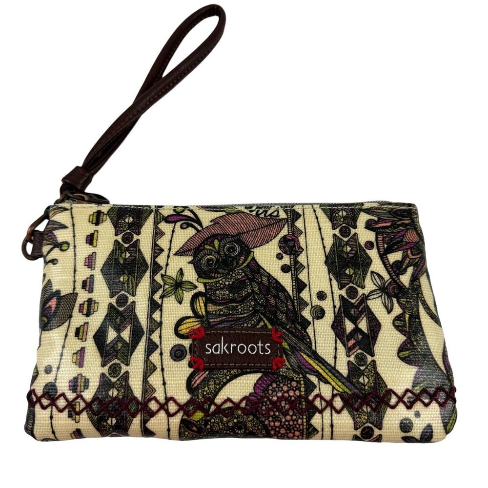 Sakroots Charging Power Bank Wristlet Mini Bag Zipper Top Desert Owl